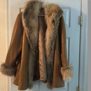 Vintage Fox Fur Leather Coat